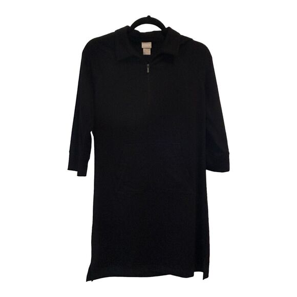 Chico’s Zenergy Half-zip Dress Black Misses Size 0 (US S/4) LBD Active Pockets - Picture 1 of 16